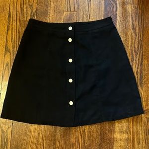 H&M Black Suede Button Down Skirt